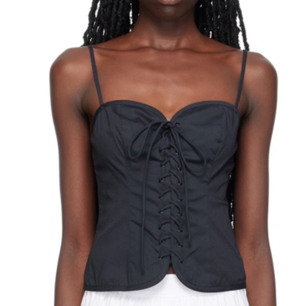 Staud Emery Lace Up Top in Black size S